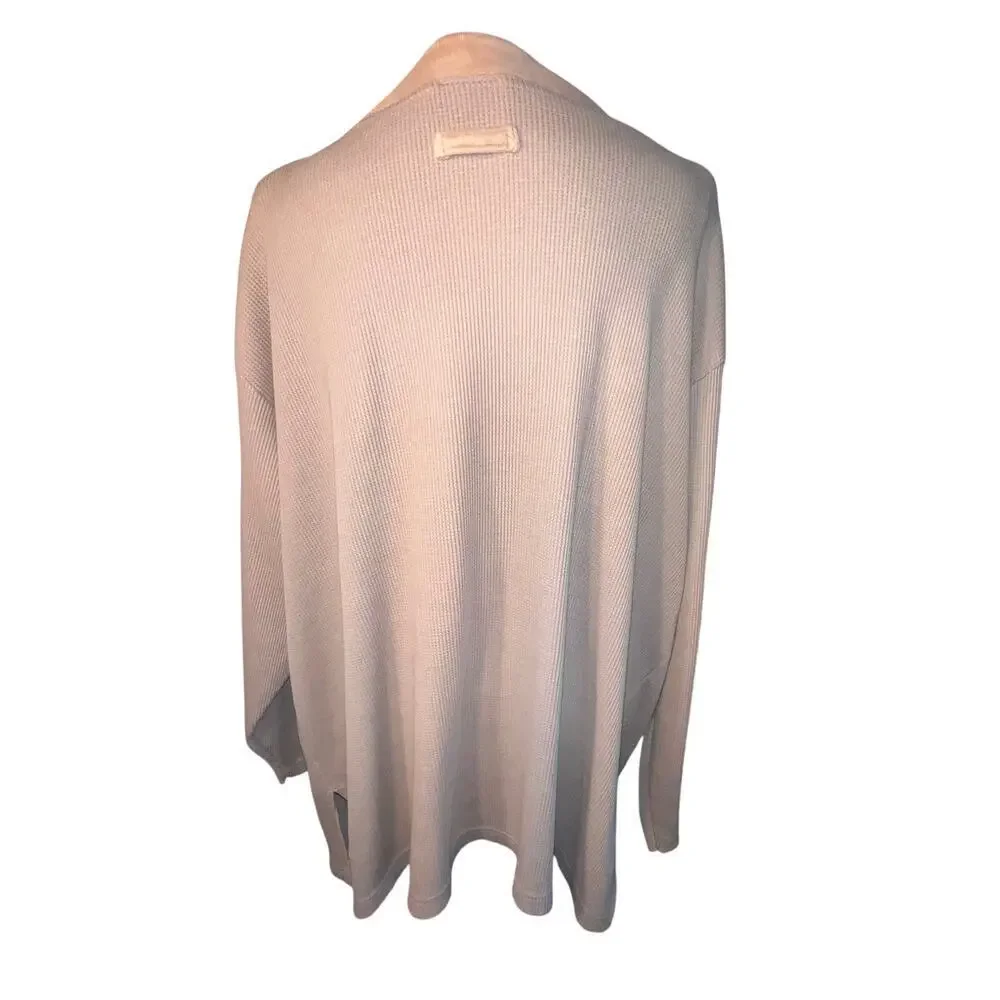 Venezia Jeans women 26/28 waffle knit velvet tan‎ cardigan Y2K Bohemian office